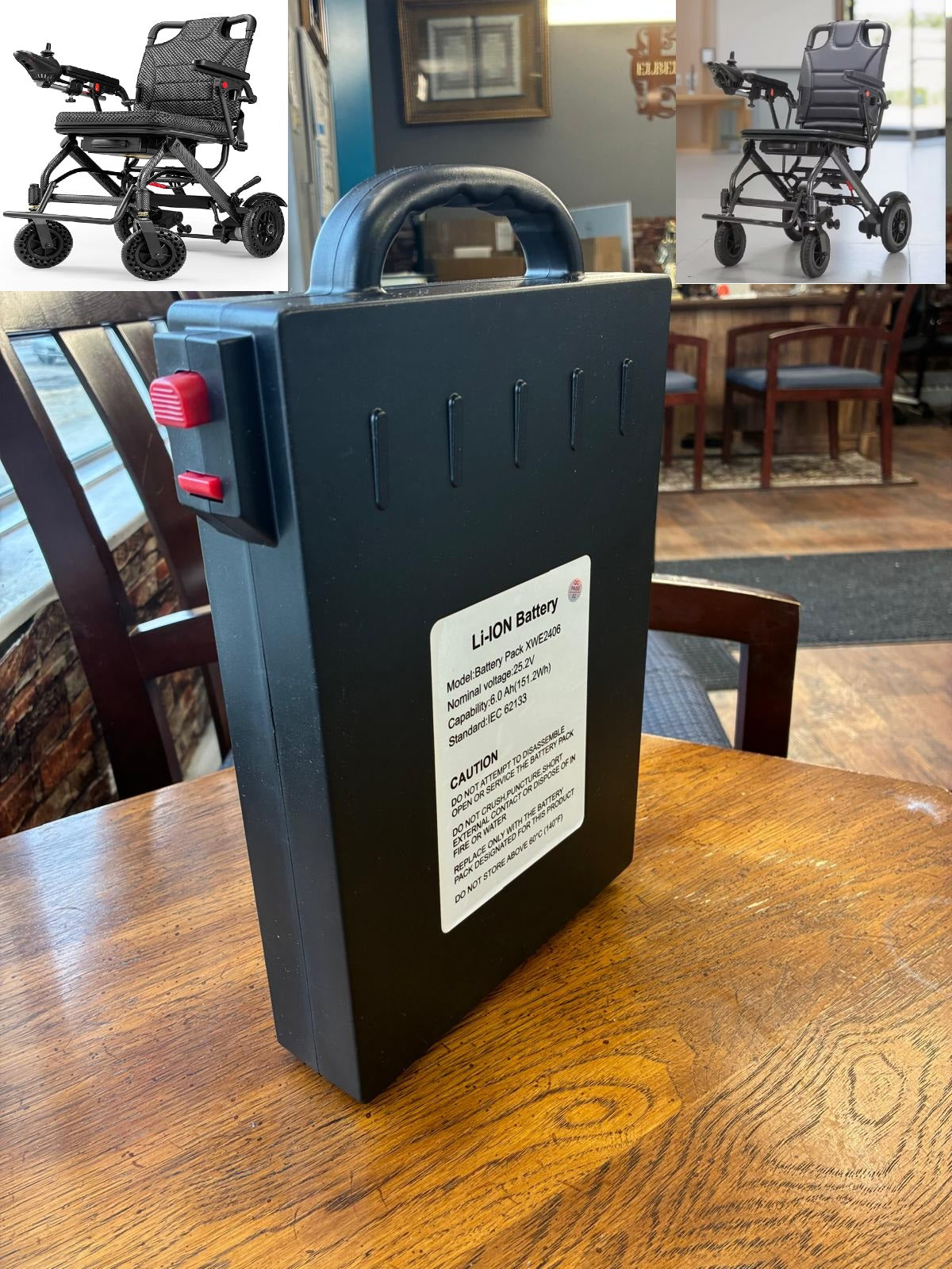 24 Volt 6 AH Lithium-ion Battery for Verpal, Goldseason Electric Wheelchairs-Big Size Battery