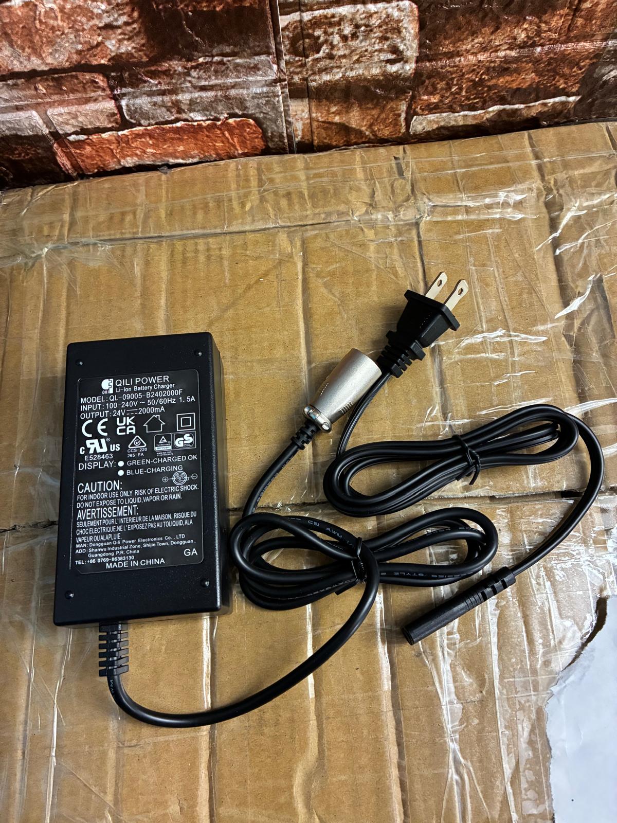24V 2A 3-Pin Male XLR Charger for Electric Wheelchair Batteries