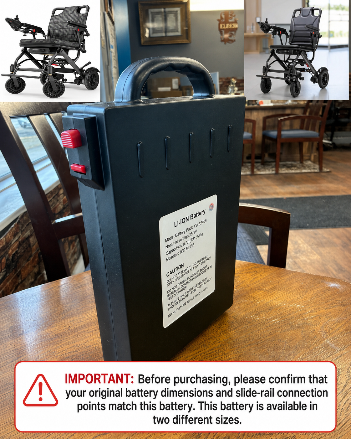 24V 6Ah Big Size Battery for Verpal & Goldseason Wheelchairs